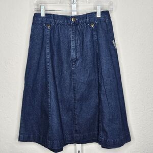 Vintage Cherokee Blue Denim‎ Skirt USA Made High Waist A Line Waist 26 inches